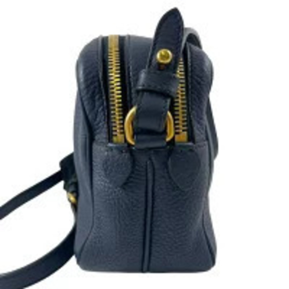 Prada Double Leather Zip Crossbody Bag Clutch Shoulder Black